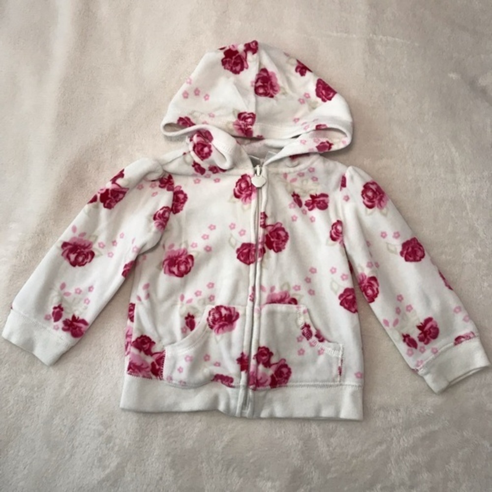 Koala Baby Girl Velvet White Floral Hoodie Jacket